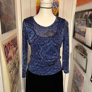 Early 2000s NY&CO Blue Sparkle Whimsygoth Long Sleeve.